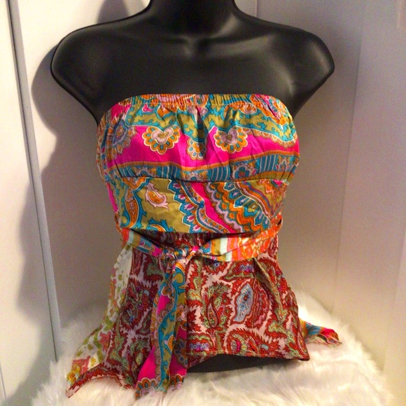 Alice & Trixie Strapless Silk Tube Top with Sash XS - Picture 1 of 13